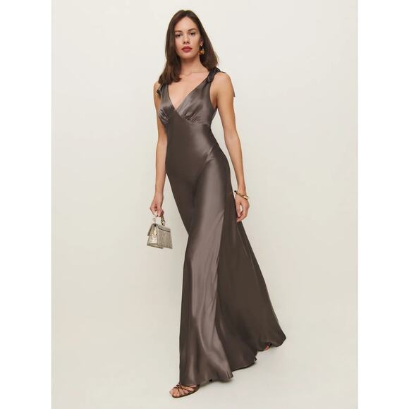 Reformation Pernille Silk Dress Magnetic - Picture 2 of 11